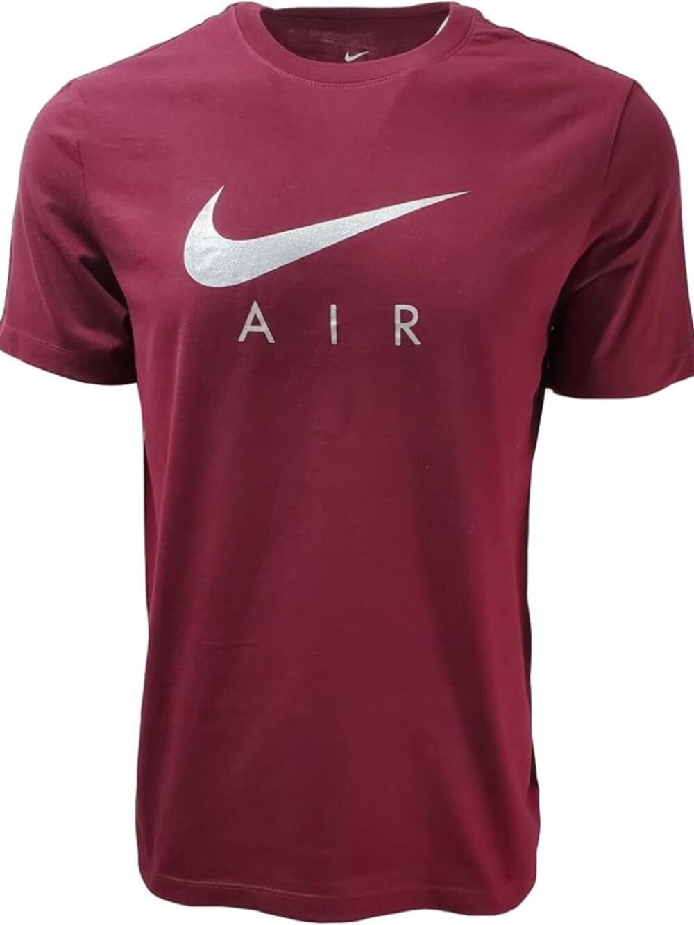 Nike Men's Burgundy Silver Air Swoosh Casual Crewneck T-Shirt Size L